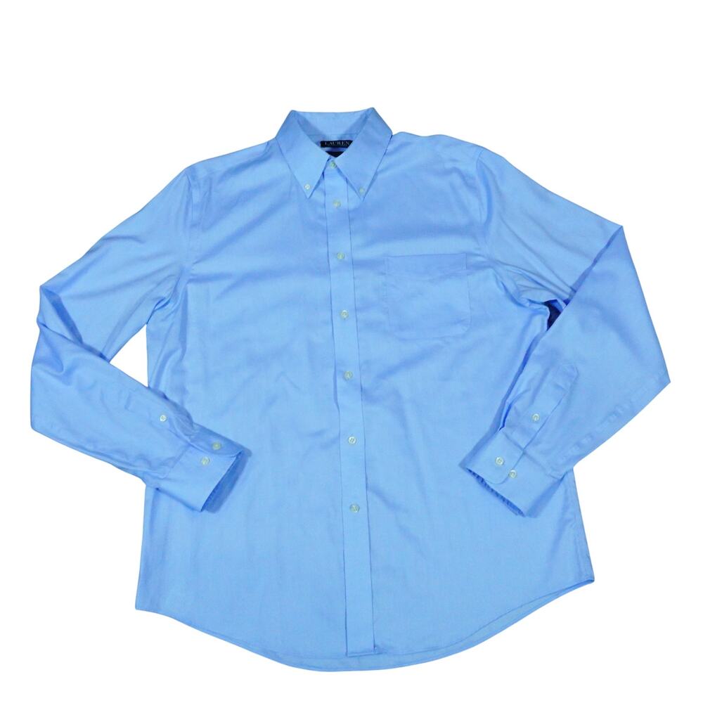 Ralph Lauren Stretch Blue Button Dress Regular Fit Shirt Men's 16.5 36 37 Large